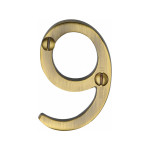 M Marcus Heritage Brass Numeral 9 - Face Fix 51mm 